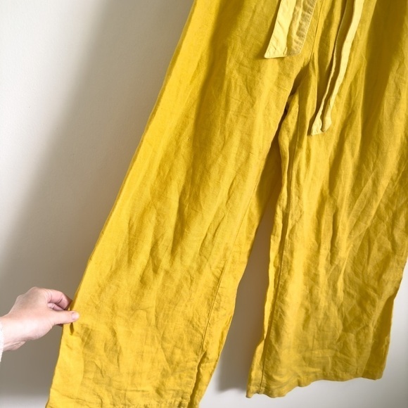 Zara Yellow Linen Wide Leg Paper Bag Cropped Palazzo Pants sz XS - Picture 12 of 16